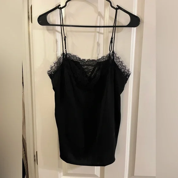 Banana Republic Factory Black Lace-Trim Satin Camisole - Picture 2 of 3